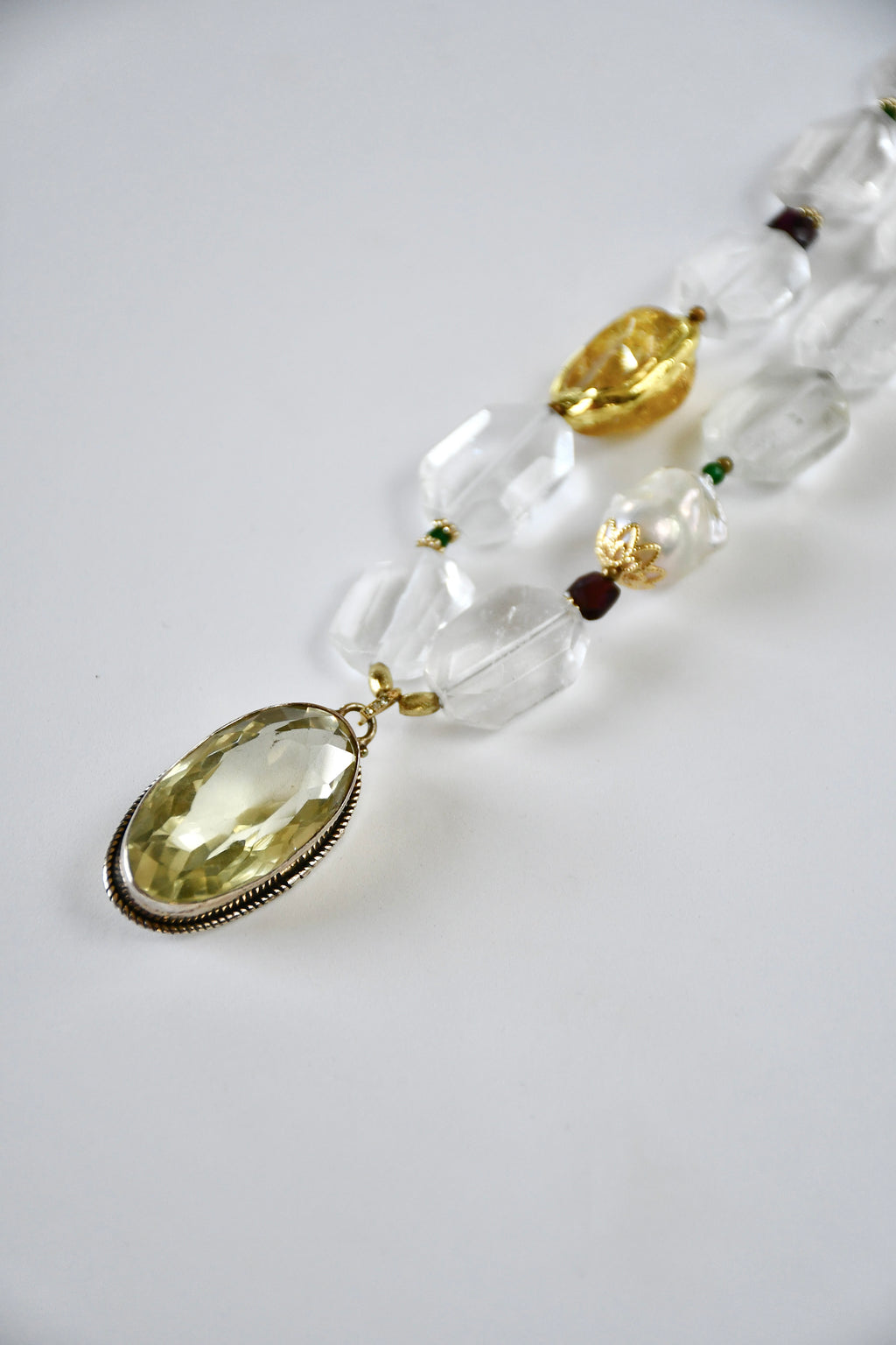 Collier Cristal de roche & Quartz citron