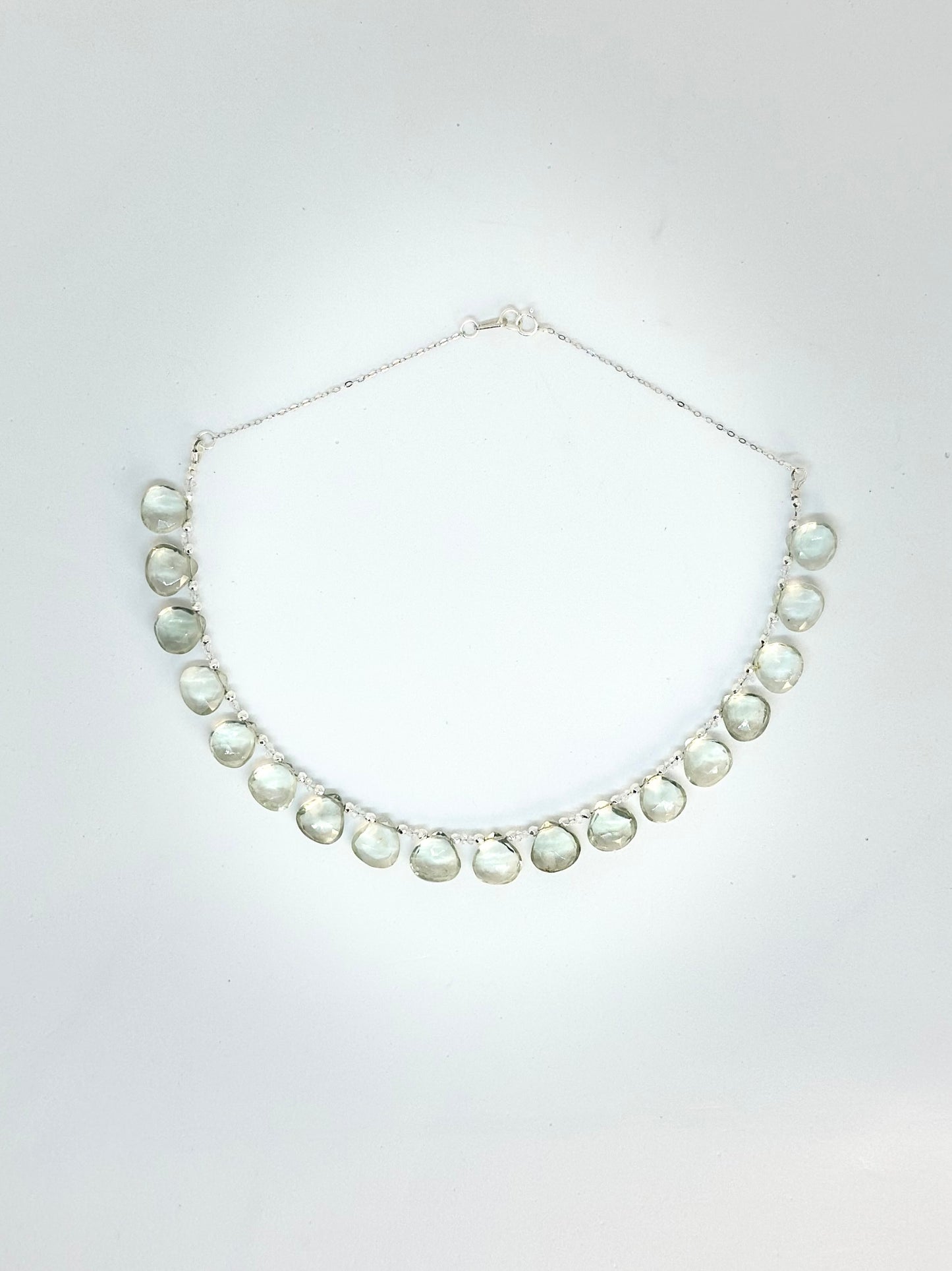 Collier gouttes Diamant Herkimer & Améthyste verte sur argent 925