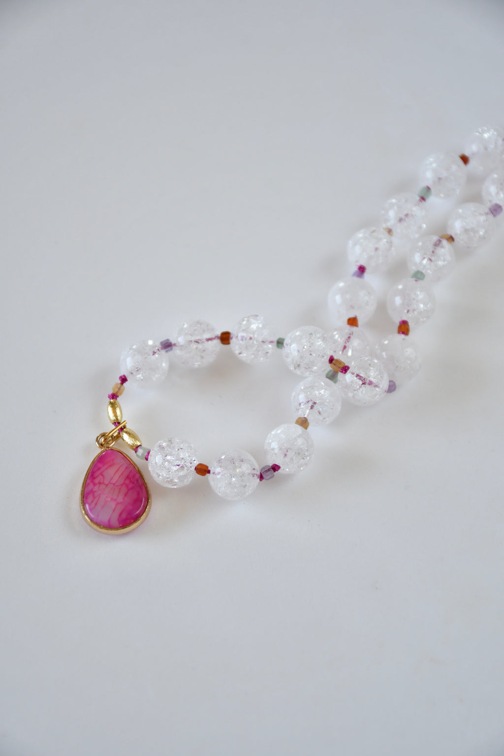 Collier Quartz Craquelé, Agate & MultiQuartz — Stabilité, Clarté & Harmonie