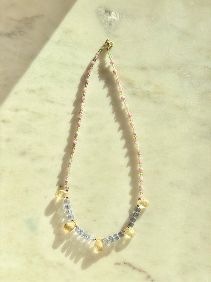 Collier Topaze, Citrine, Tourmaline & Apatite — Rayonnement personnel et expression alignée