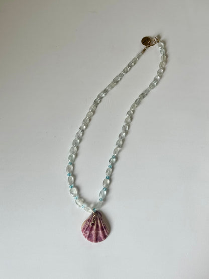 Collier Topaze, Aigue-marine & Coquillage