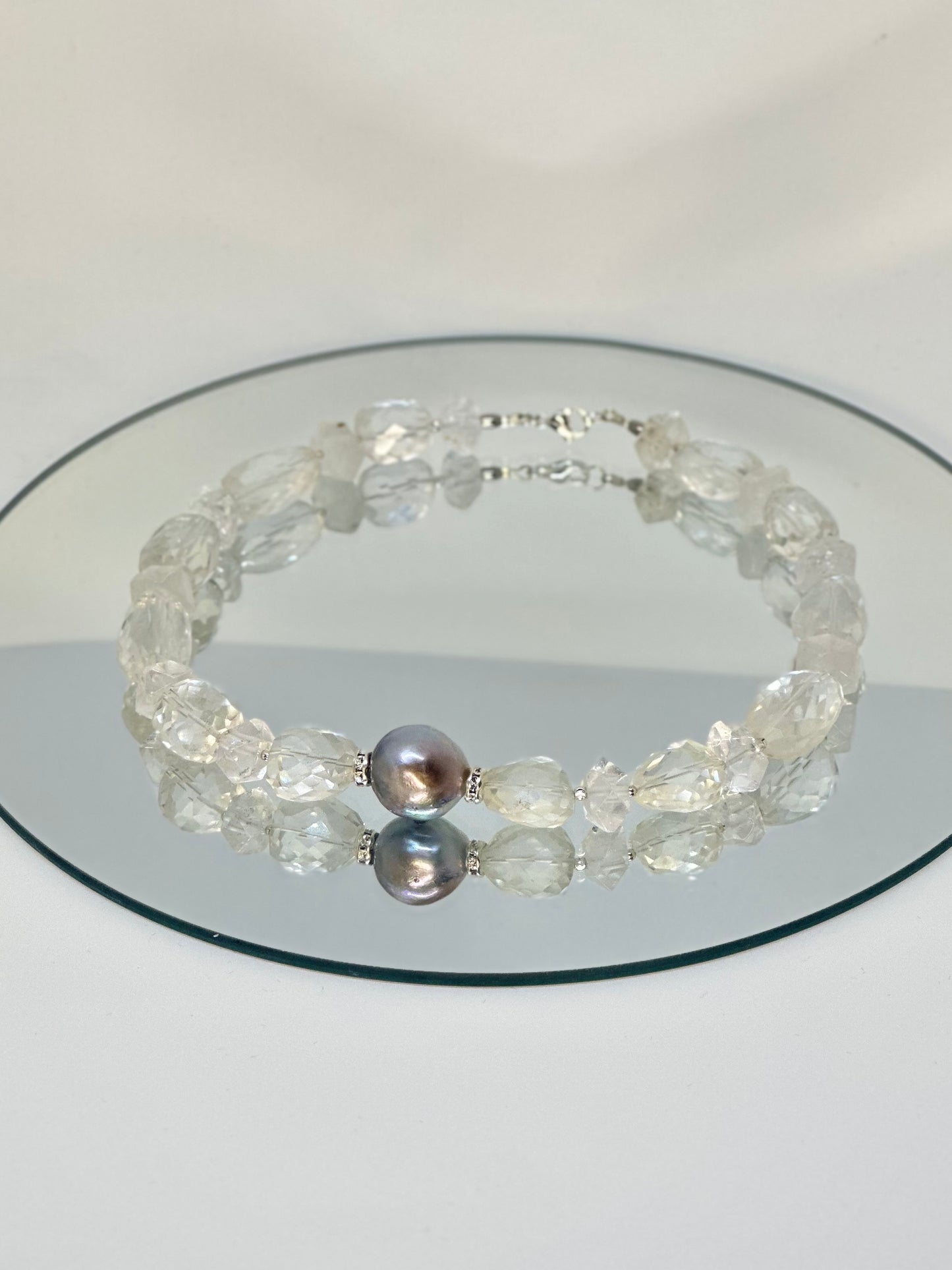 Collier Perle de Tahiti & Cristal de Roche