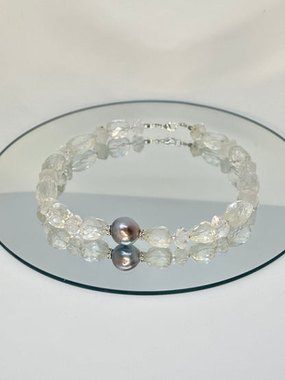 Collier Perle de Tahiti & Cristal de Roche
