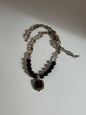 Collier Turquoise noire, Quartz fumé & Grenat