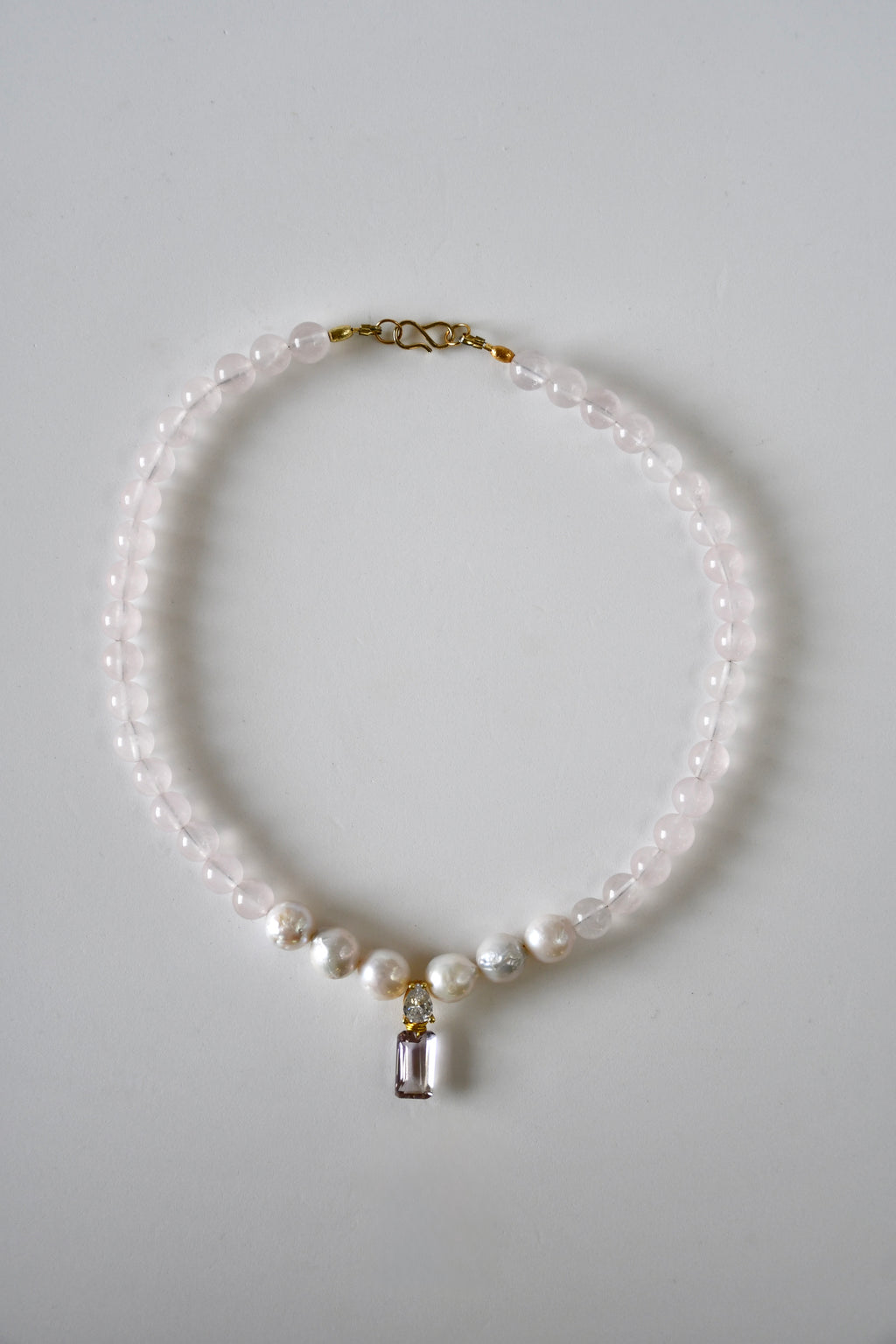 Collana Ametrino, Quarzo rosa e Perle d'acqua dolce