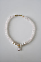 Collana Ametrino, Quarzo rosa e Perle d'acqua dolce
