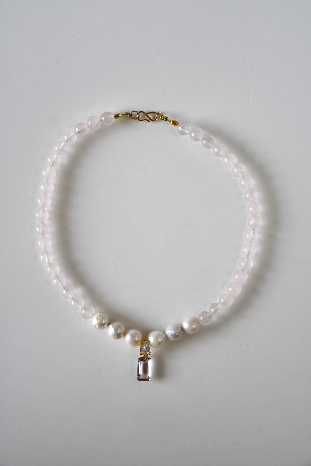 Collier Amétrine, Quartz rose & Perles d’eau douce