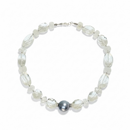 Collier Perle de Tahiti & Cristal de Roche