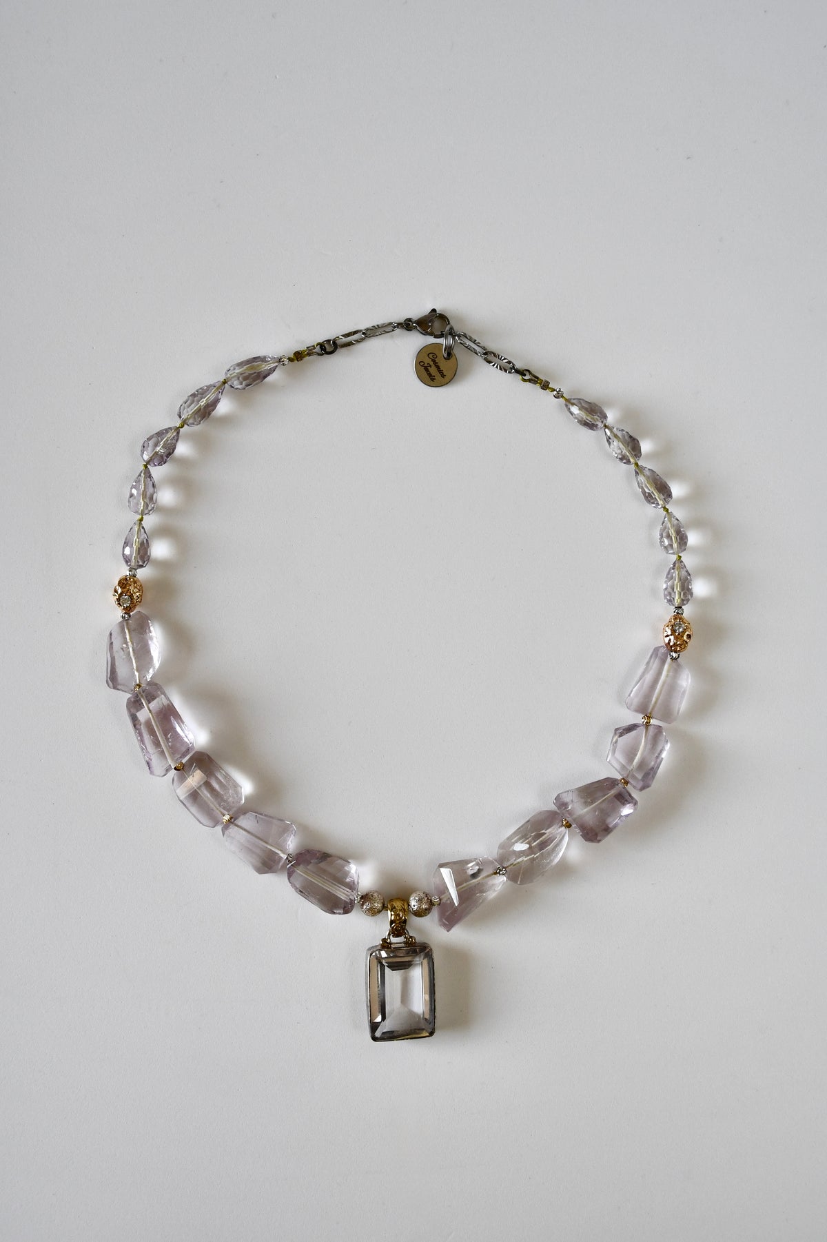 #133 Collana Ametista rosa traslucida