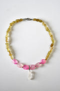 Collier Apatite jaune & Calcedoine — La douceur qui avance