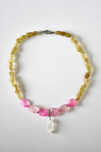 Collier Apatite jaune & Calcedoine — La douceur qui avance