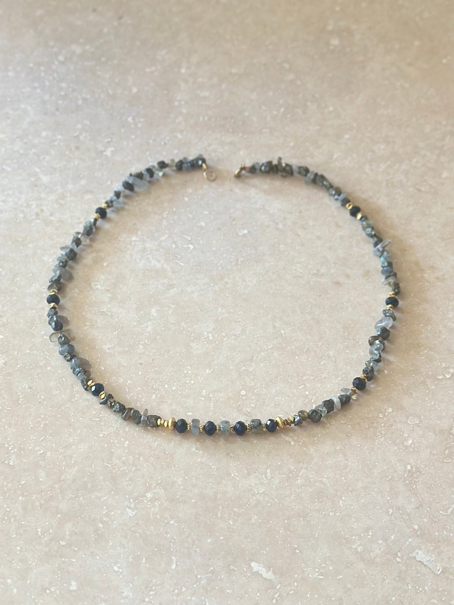 Collier Labradorite, Tourmaline, Pyrite