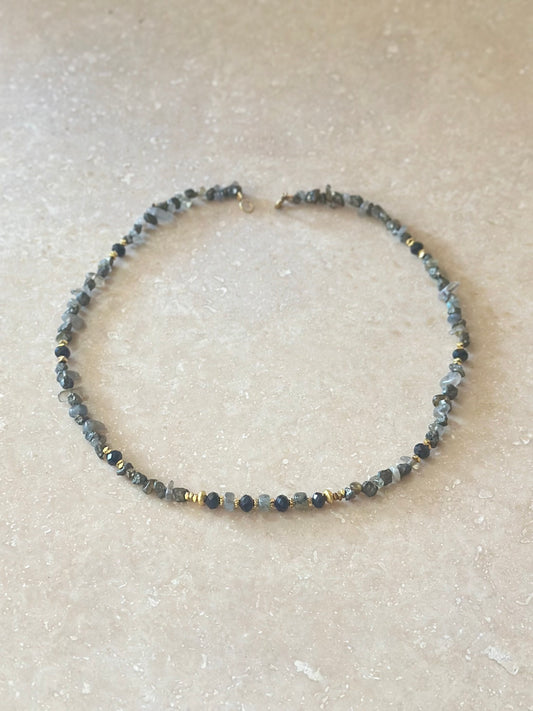 Collier Labradorite, Tourmaline, Pyrite