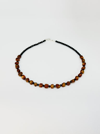 Collier Tourmaline noire & Ambre