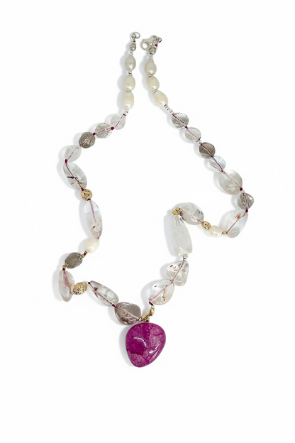 Collier Quartz hematoïde & Perles d’eau douce