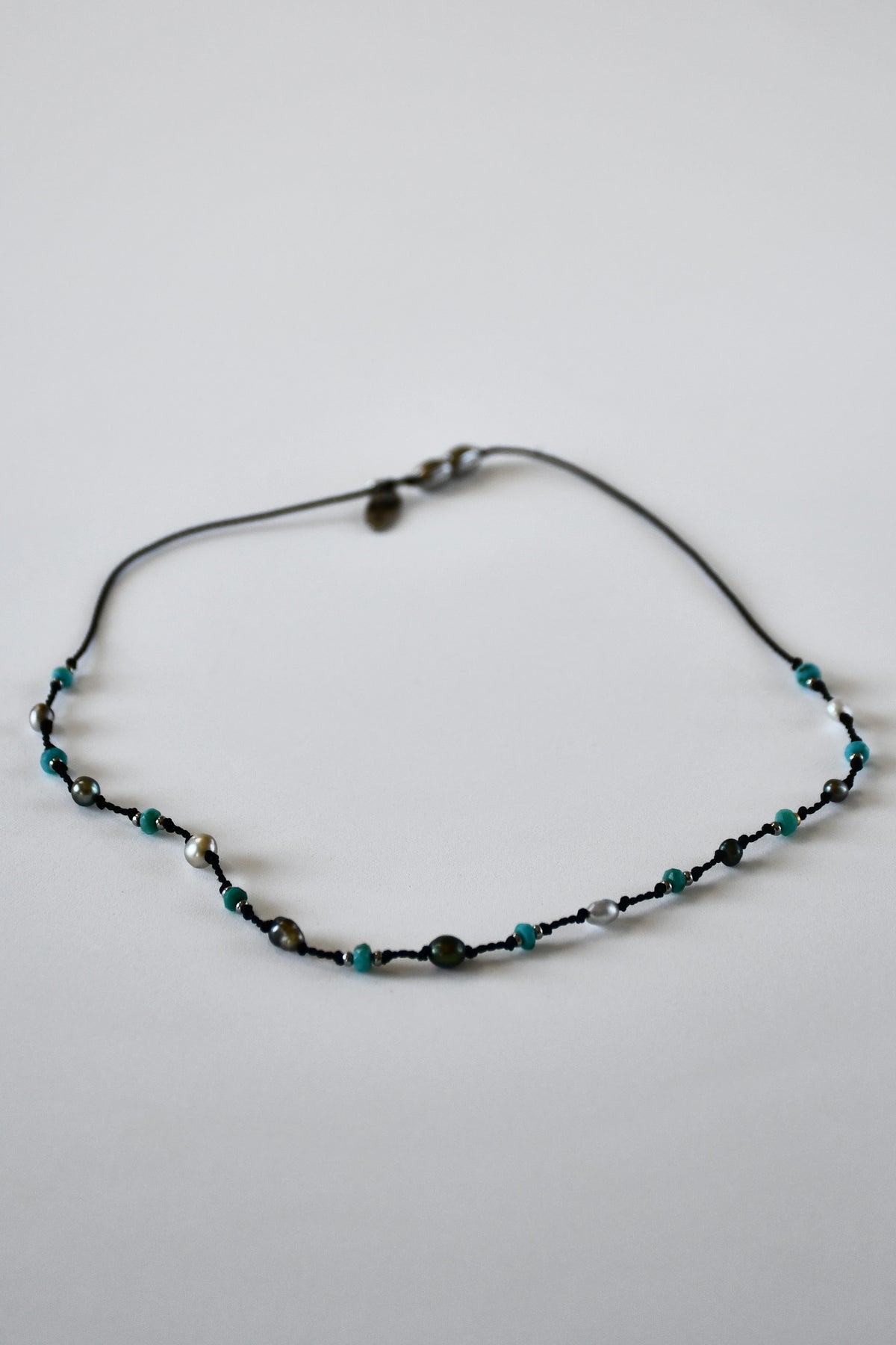 Collier Keishi & Turquoise sur soie