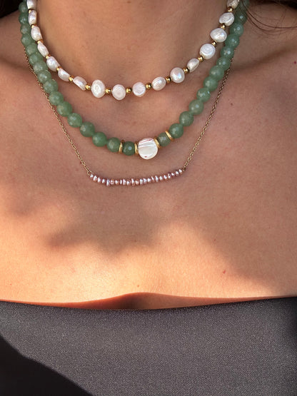 Collier perles d’eau douce et hématite