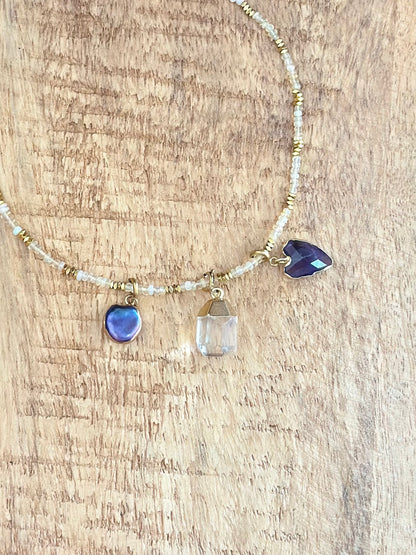 Pendentifs nacre et pierres naturelles