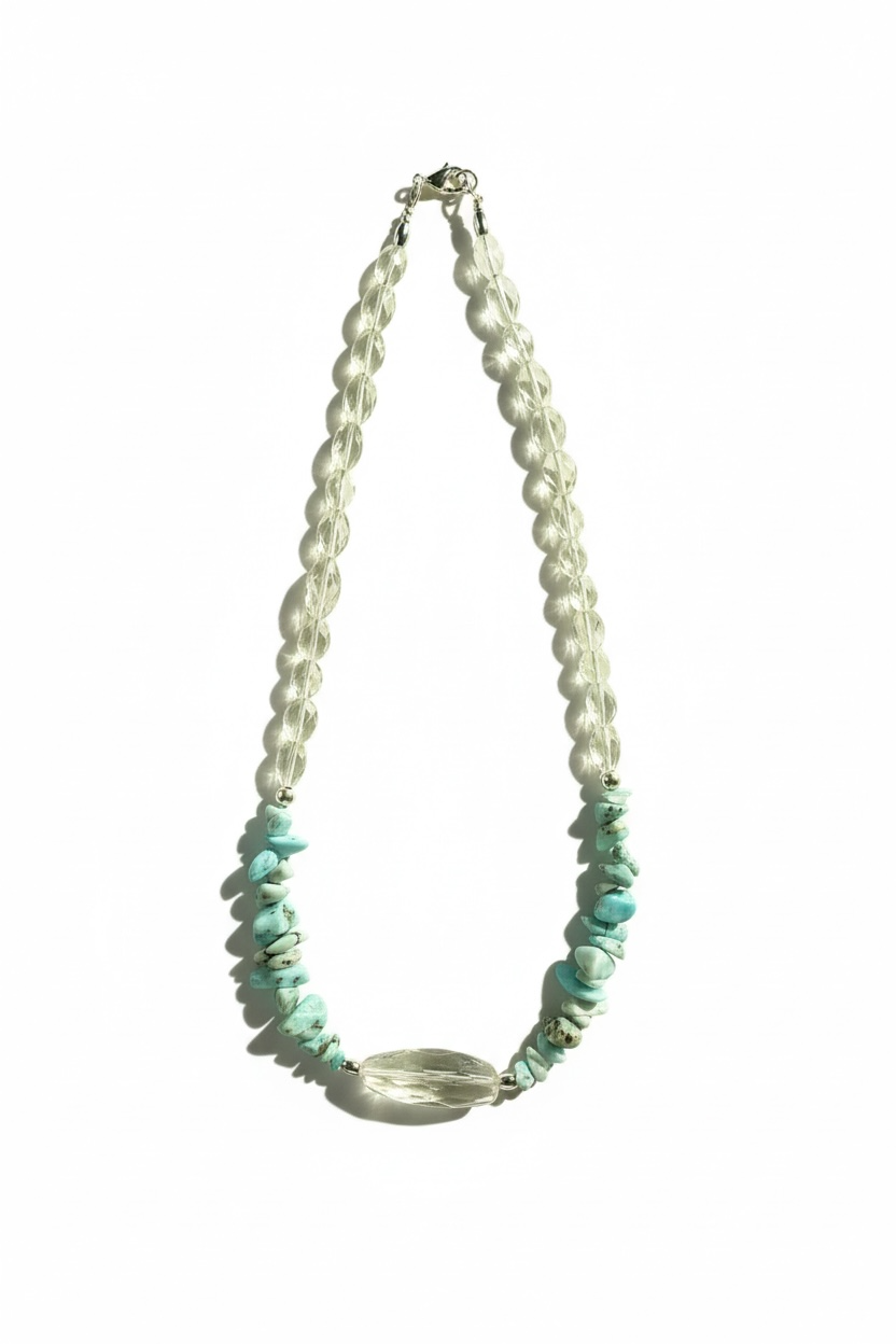 #162 Collier Larimar & Cristal de roche