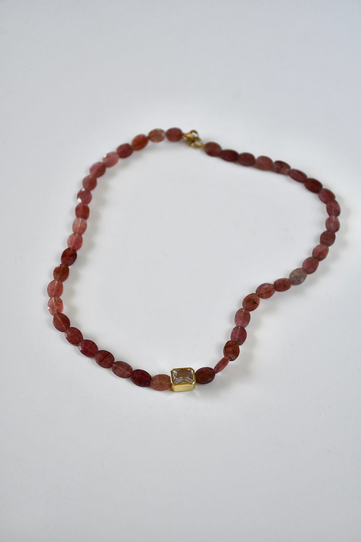 Collier Quartz fraise & Zirconium — La joie à l’état pur
