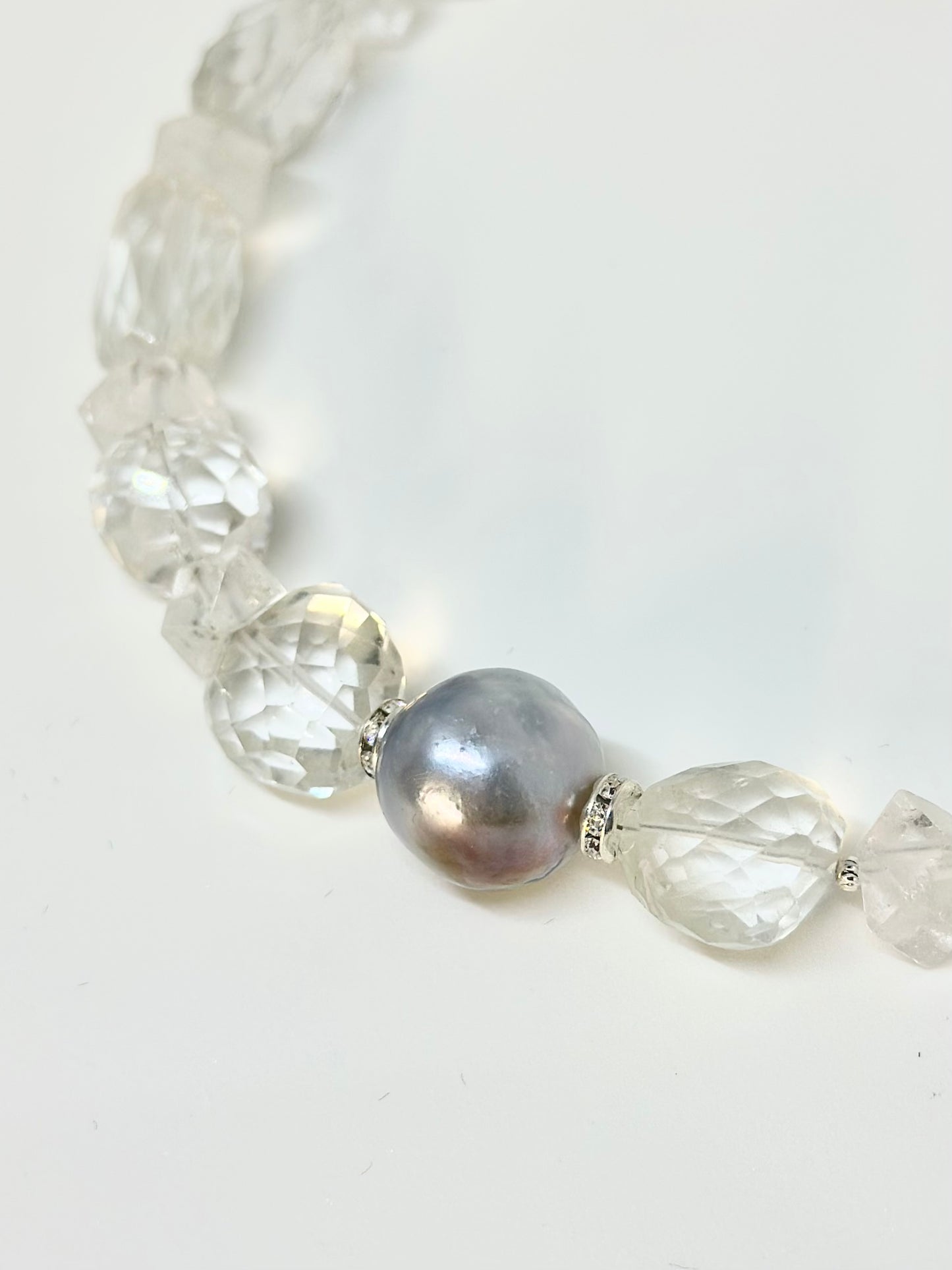 Collier Perle de Tahiti & Cristal de Roche