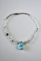Collier Larimar, Diamants Herkimer & Perle de Tahiti