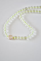 Collier Cristal de roche & Perle sur nylon jaune