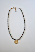 Collier Grenat, Chrysocolle & Pyrite — Le Feu Sacré