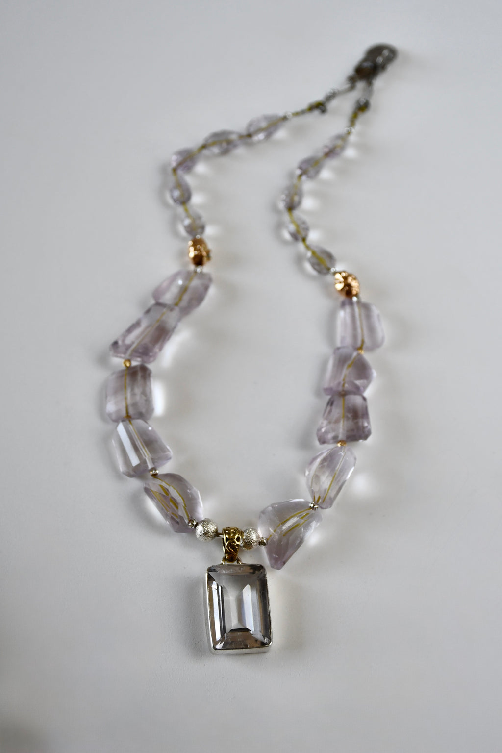 #133 Collana Ametista rosa traslucida