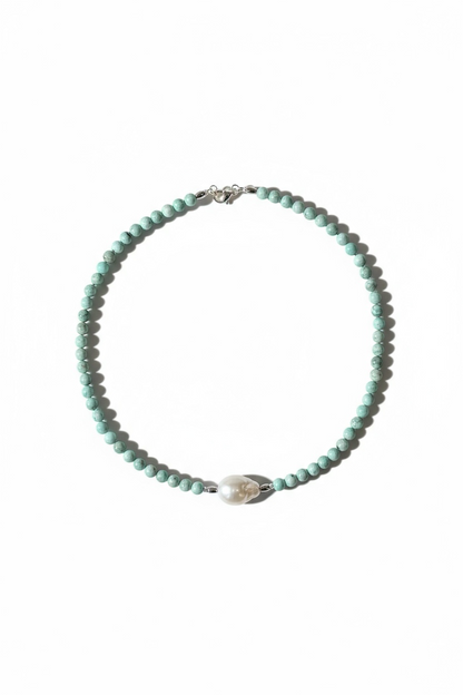 Collier Larimar & Perle d’eau douce