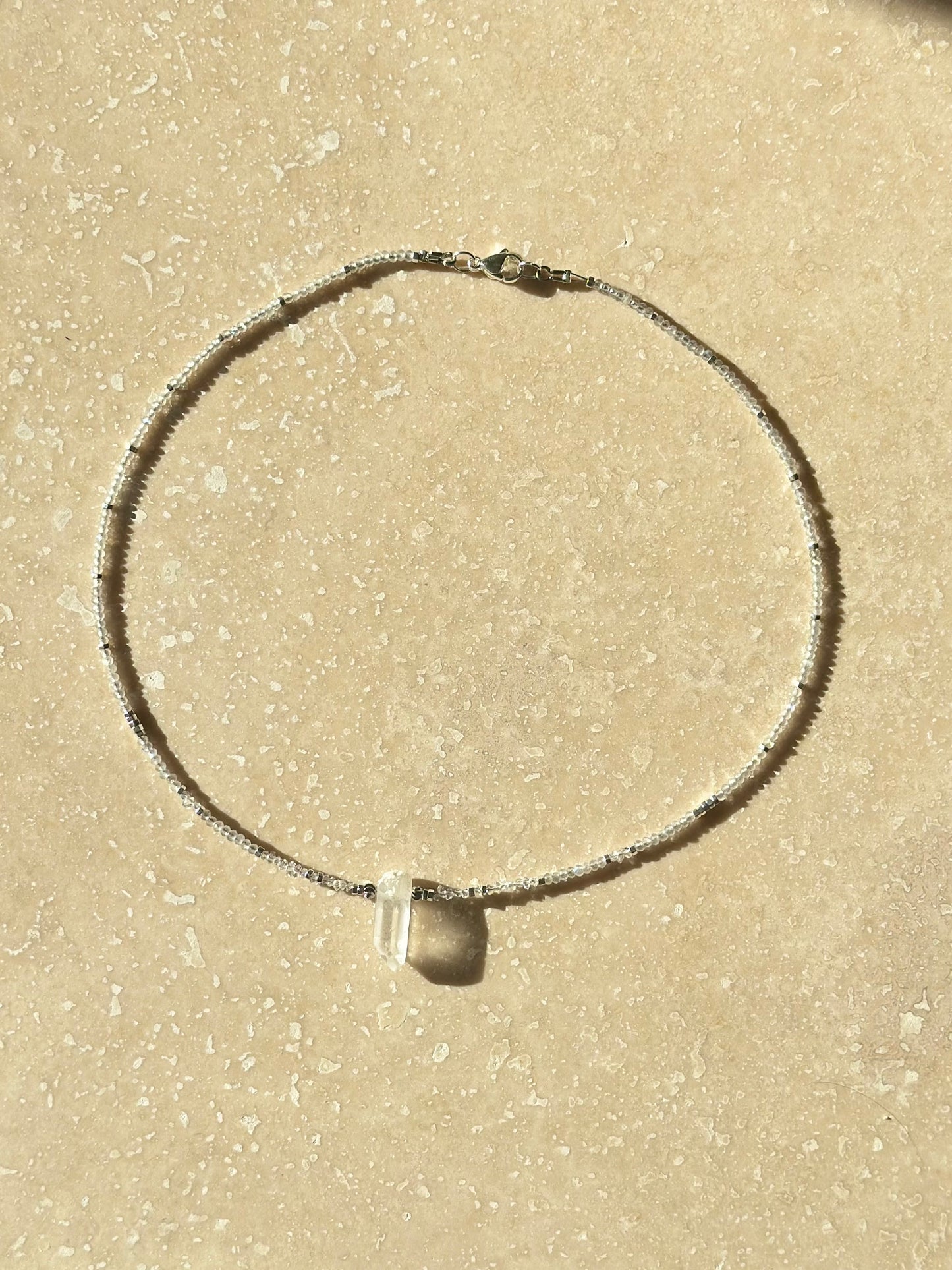 Collier Labradorite, Diamants Herkimer & Cristal de roche — Protection et clarté lumineuse