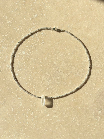 Collier Labradorite, Diamants Herkimer & Cristal de roche — Protection et clarté lumineuse