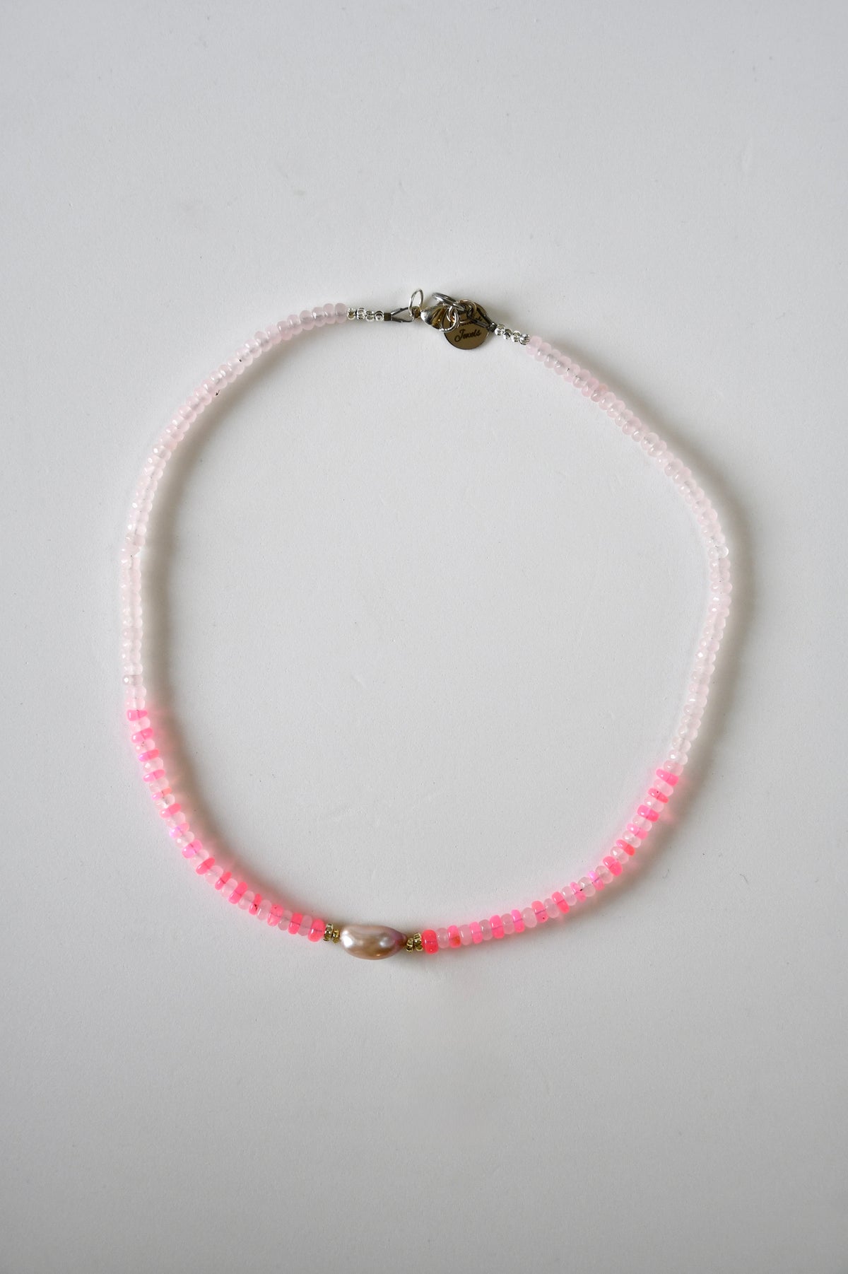 Collier Opale Éthiopienne, Perle d’eau douce & Quartz rose