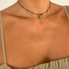 Collier de soie Agate Mousse et Jaspe Vert