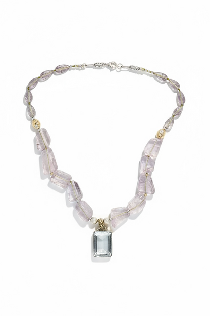 Collier Amethyste rose translucide