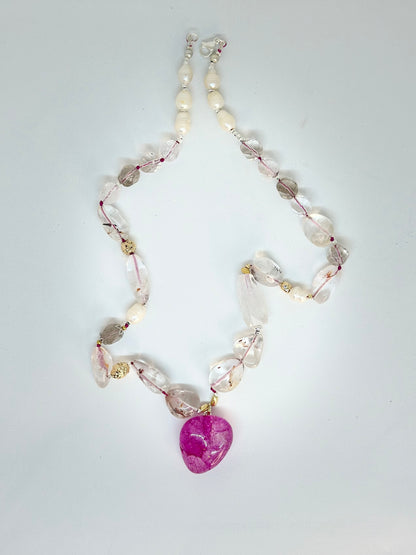 Collier Quartz hematoïde & Perles d’eau douce