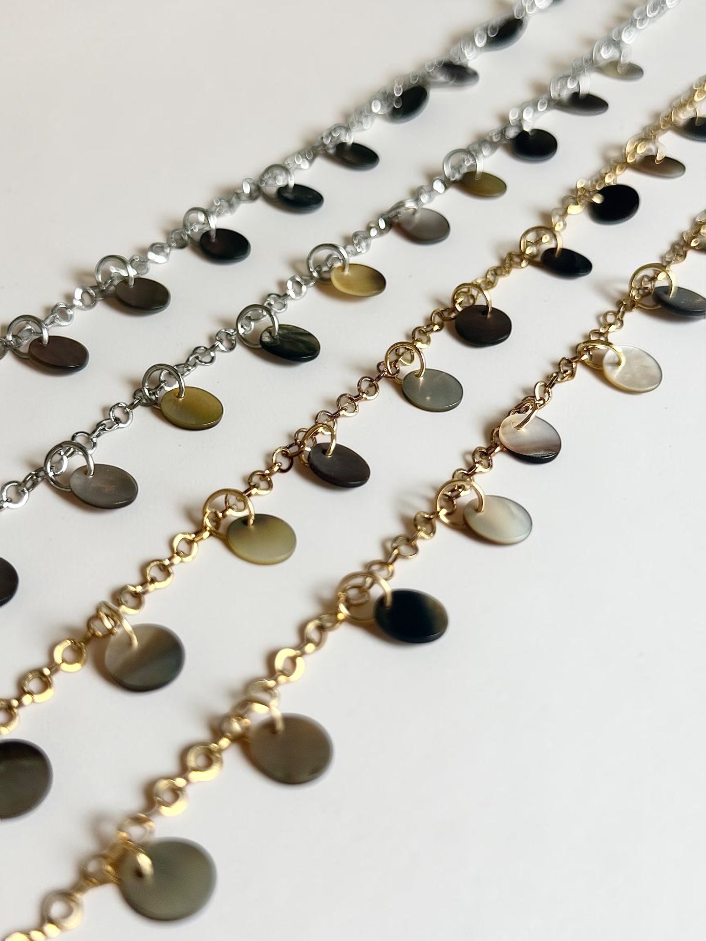 Ensemble collier + bracelet de cheville nacre