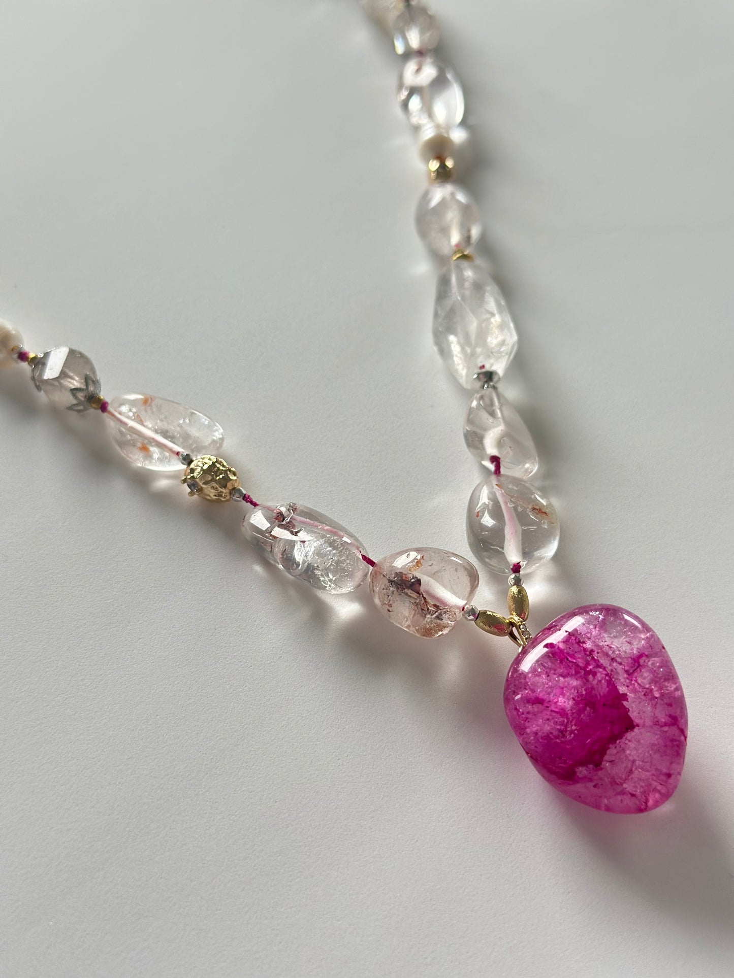 Collier Quartz hematoïde & Perles d’eau douce