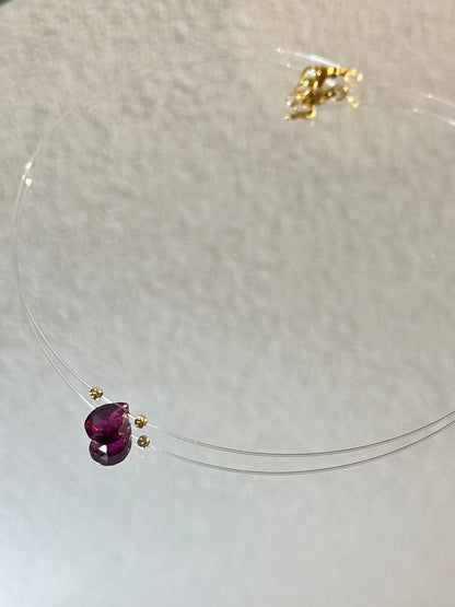 Divers colliers pierres semi précieuse sur fil cristal