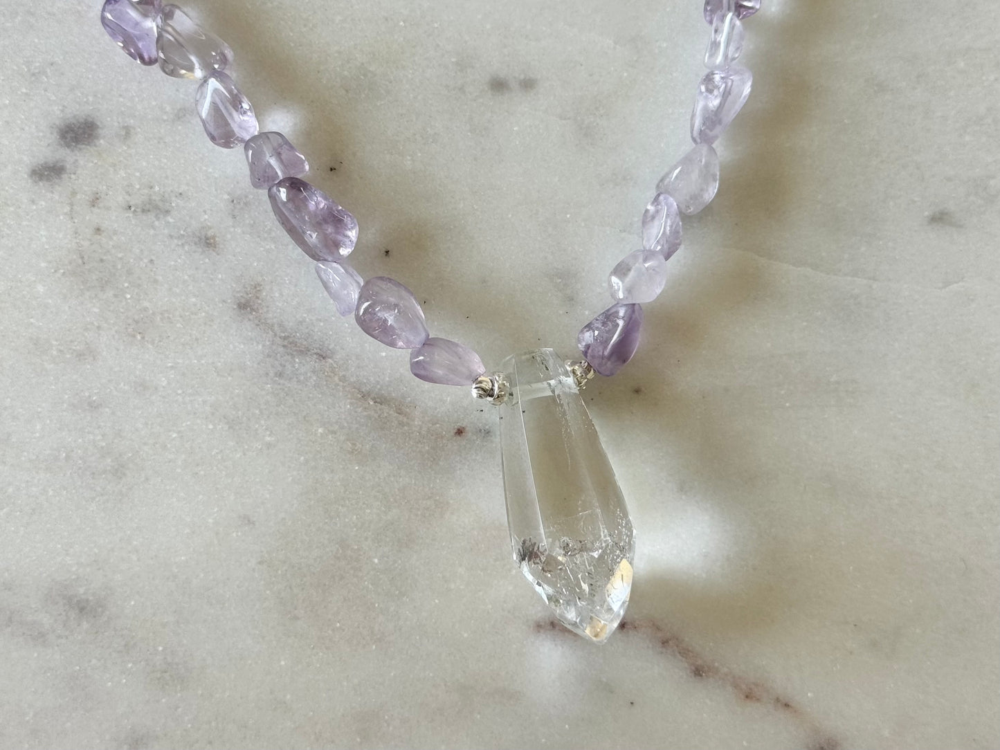 Collier Améthyste & Cristal de roche — La Clarté Intérieure