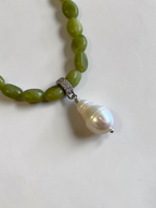Collana Giada & Perla d'acqua dolce — Il cuore sereno