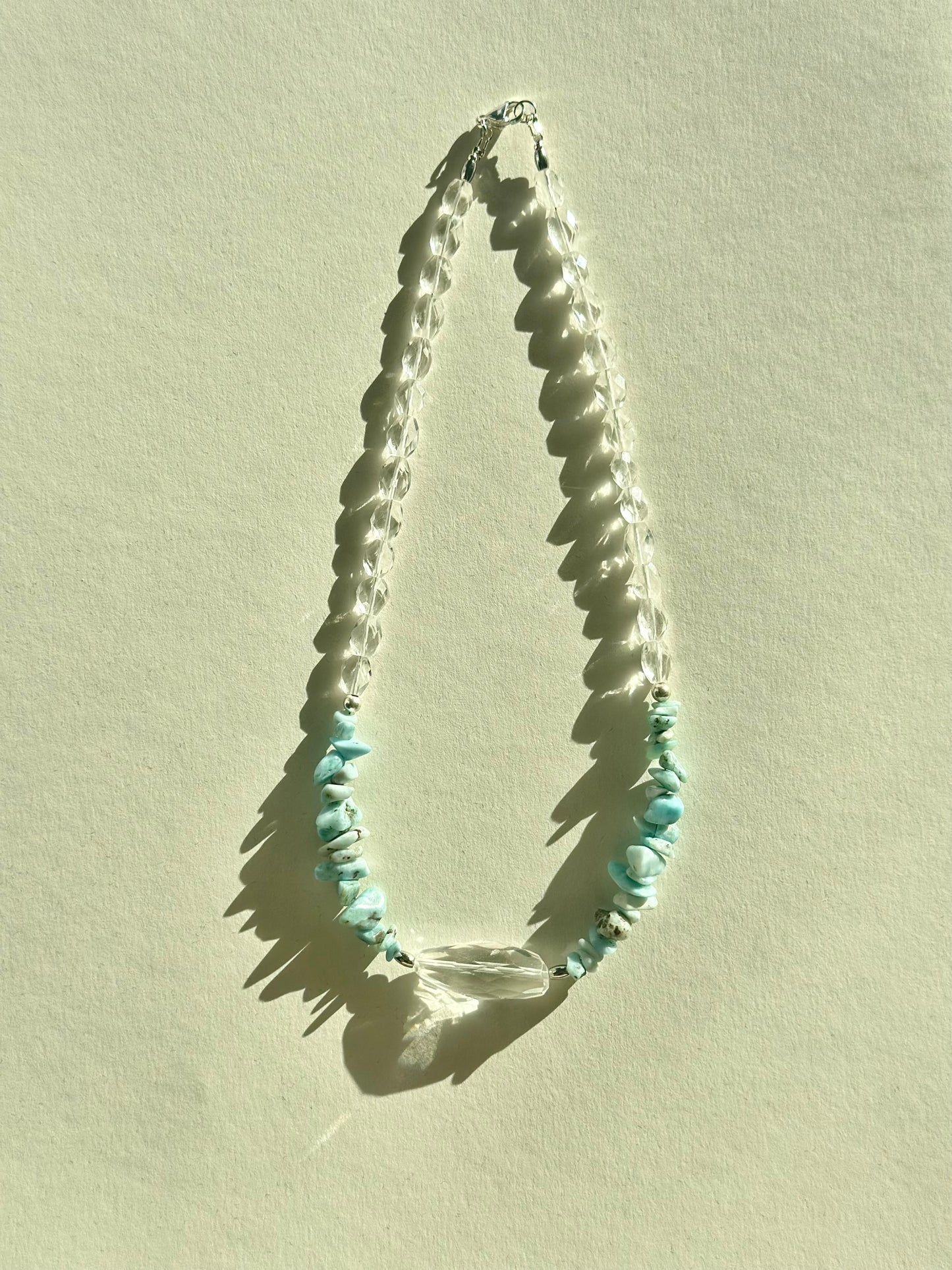 #162 Collier Larimar & Cristal de roche