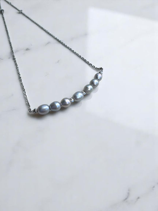 Collier en perles d’eau douce sur Acier Inox