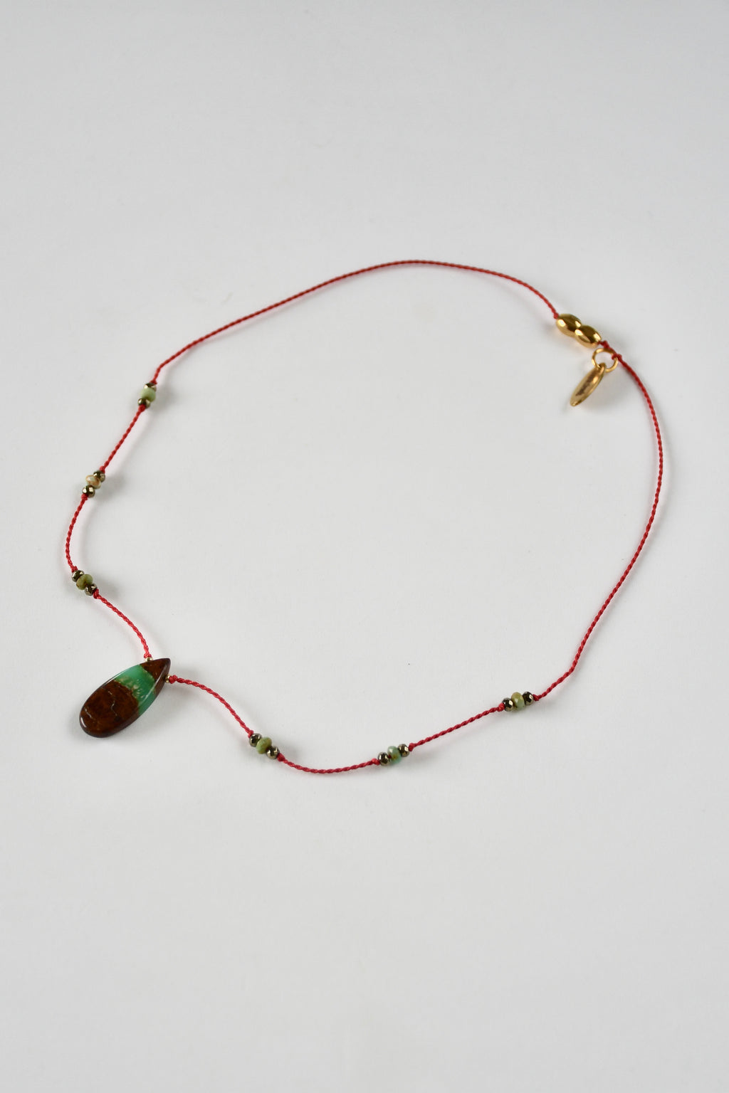 Collier Chrysoprase & Amazonite sur soie