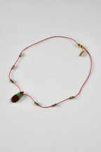 Collier Chrysoprase & Amazonite sur soie