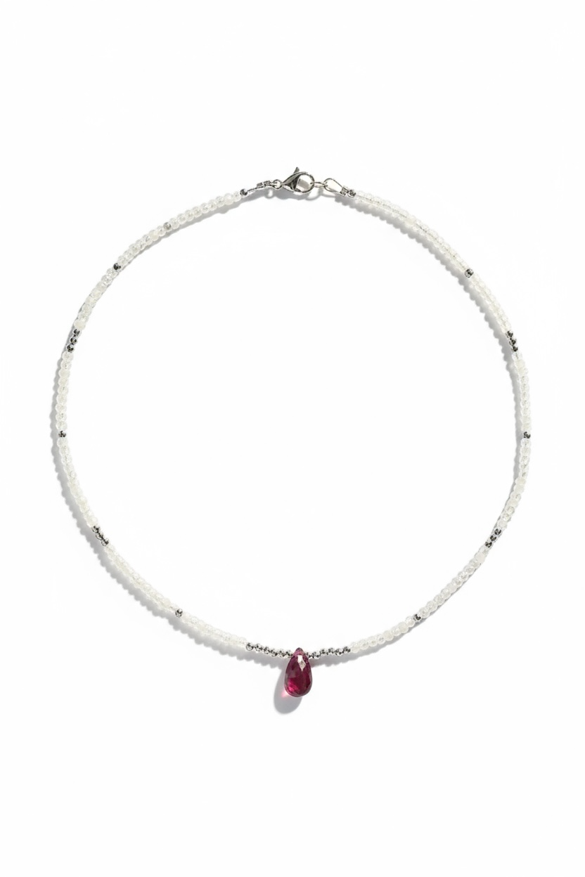 #164 Collier Pierre de Lune & Grenat