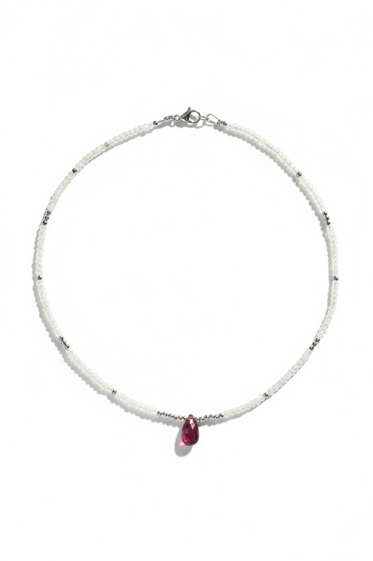 #164 Collier Pierre de Lune & Grenat