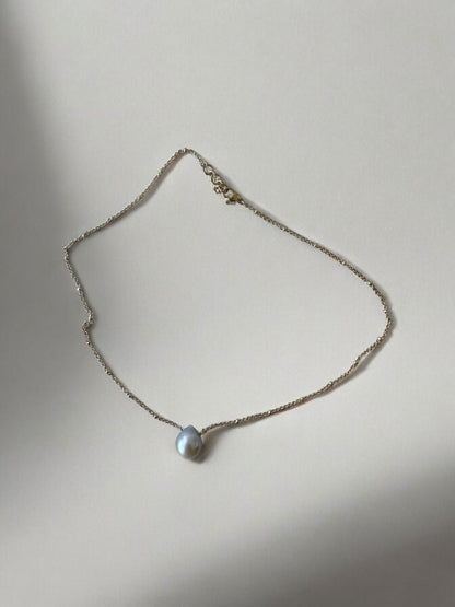 Collier perle de Tahiti sur acier doré