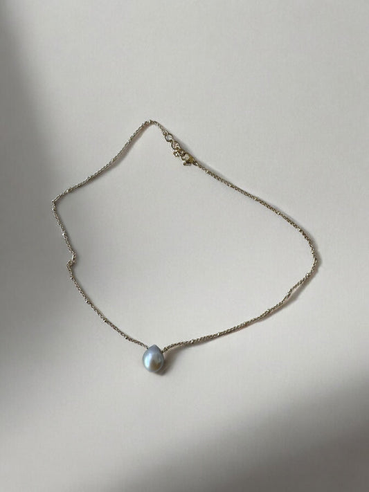 Collier perle de Tahiti sur acier doré