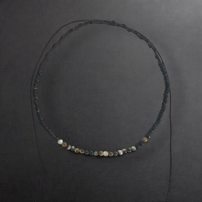 Collier perle de coquillage nacre tressage main, ajustable